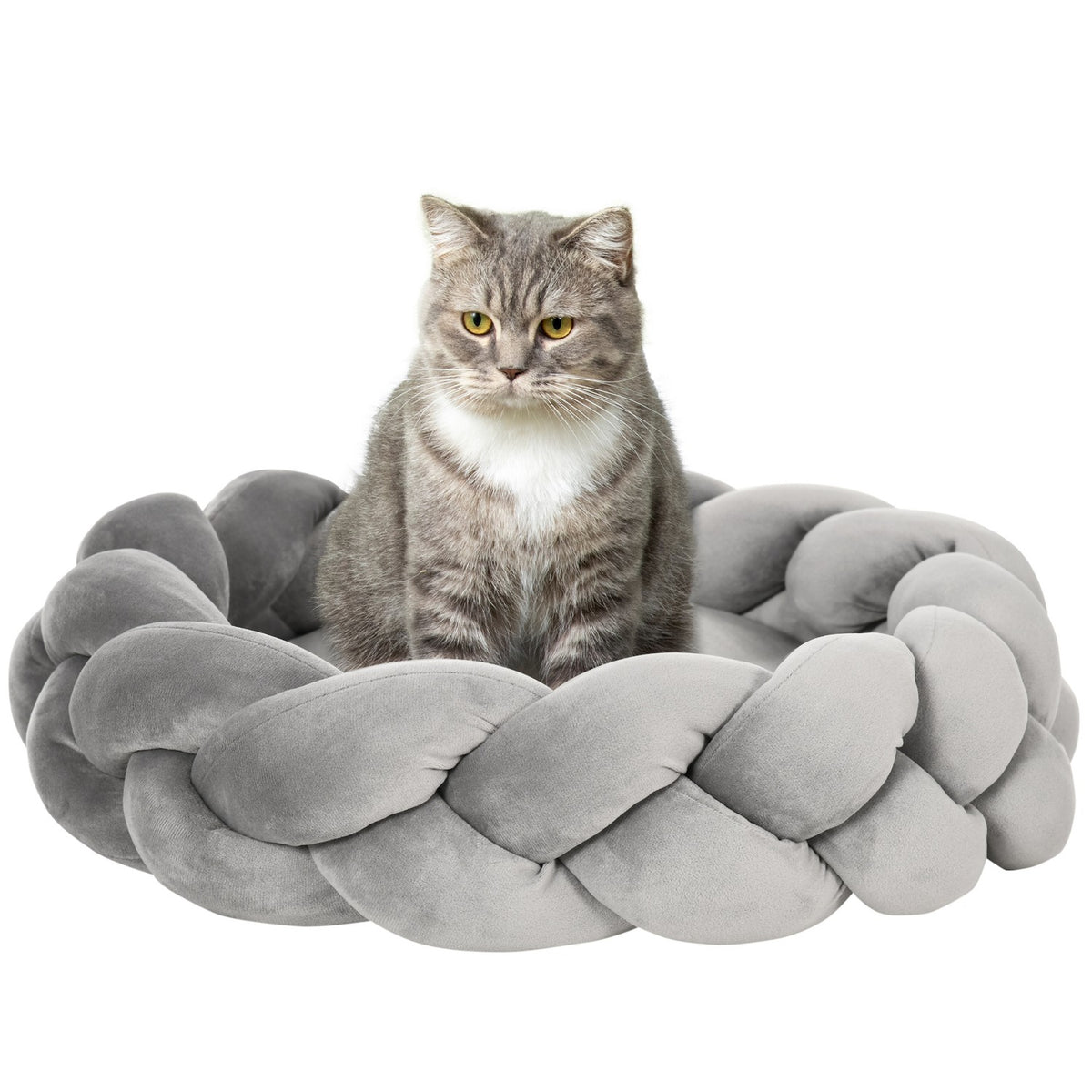 Dog Bed Round Cat Bed, Dog Sofa With Washable Donut Cushion, Velvet