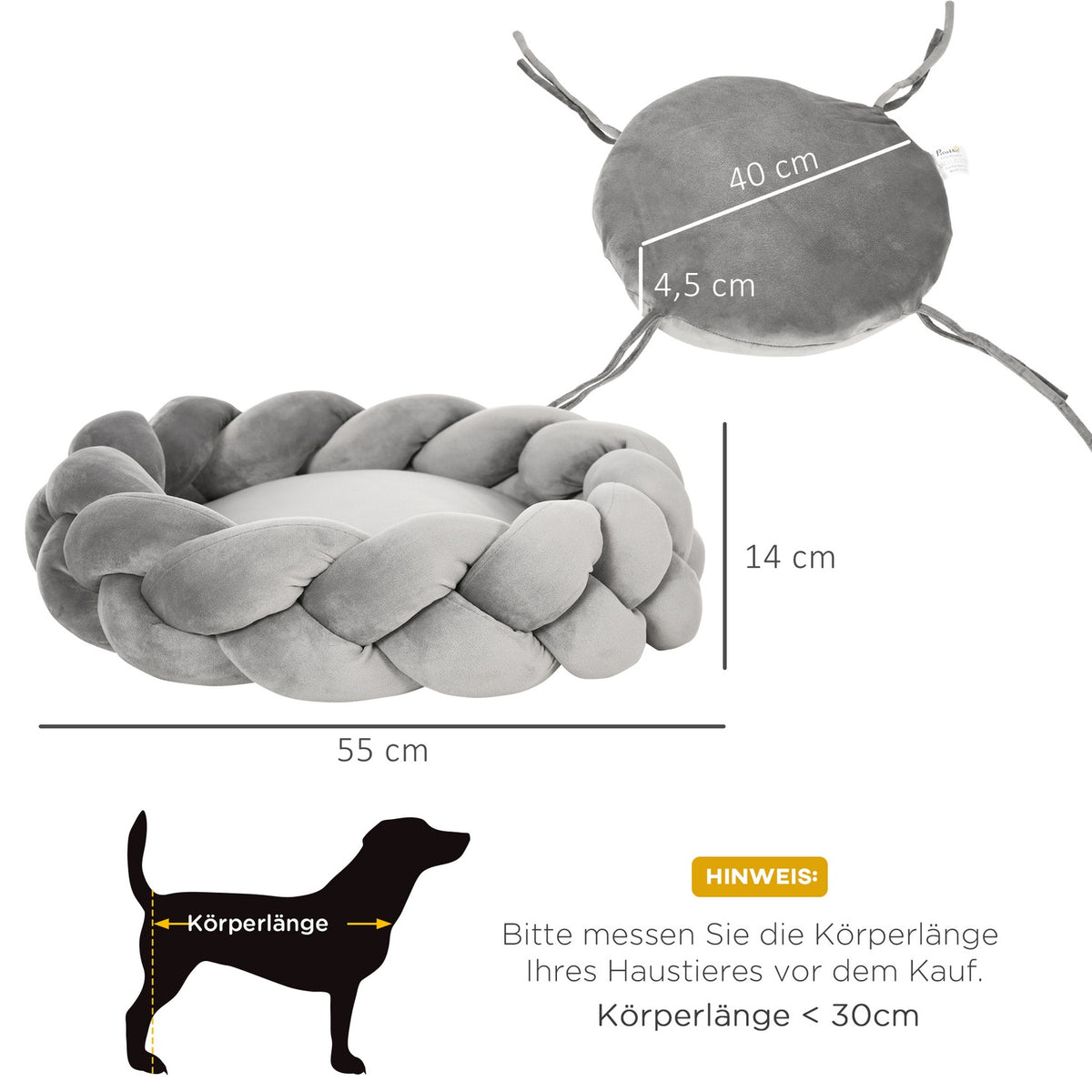 Dog Bed Round Cat Bed, Dog Sofa With Washable Donut Cushion, Velvet