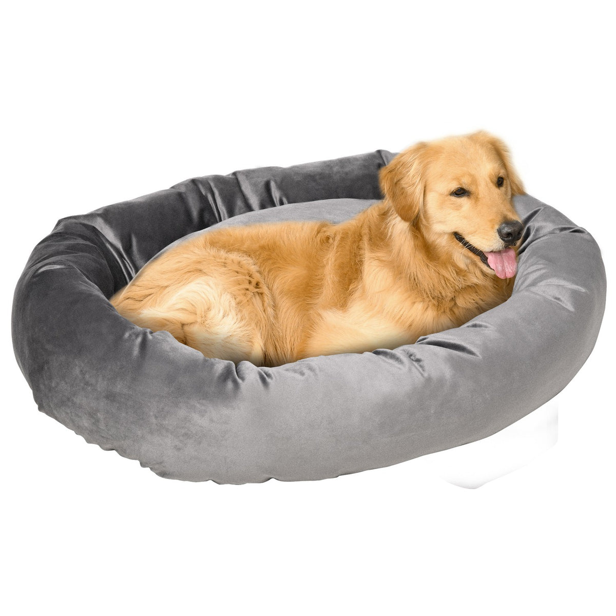 Dog Bed Round Pet Bed Made Of Velvety Polyester, Dark Gray, Removable & Washable, For Dogs & Cats