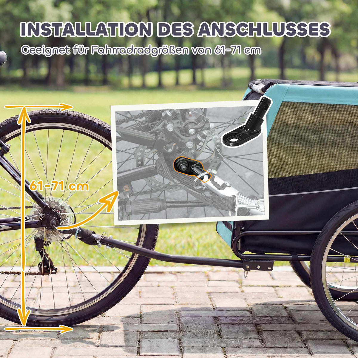 Dog Bike Trailer, Metal Frame, 20kg Capacity, Blue