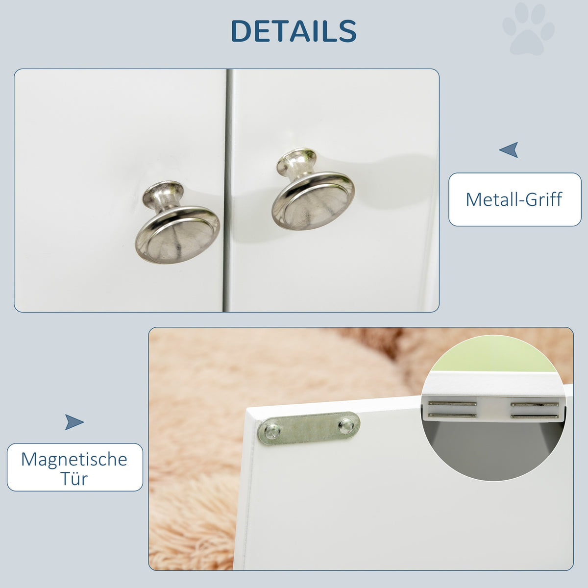 Dog Bowls, Elevated Feeding Station With 2 Stainless Steel Bowls, Dog Bowl Stand With 44L Storage Space, Magnetic Doors, Food Bowl, Water Bowl, White