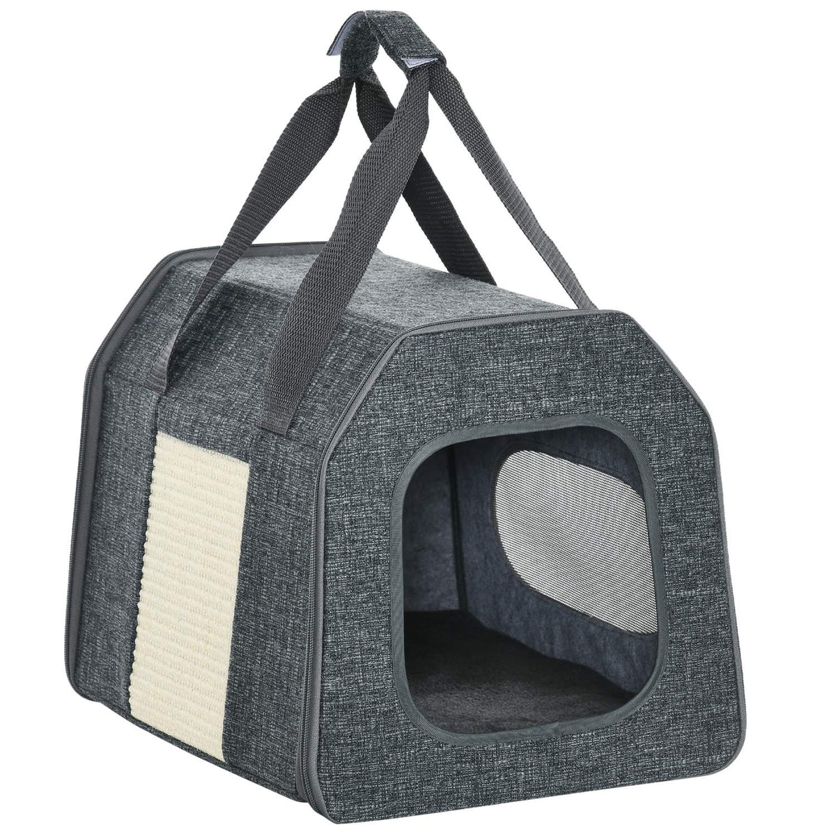 Dog Box Car Dog Transport Box Cat Transport Box With Mesh Window, Scratching Board, Cushion, For Cats Up To 5 Kg, Grey