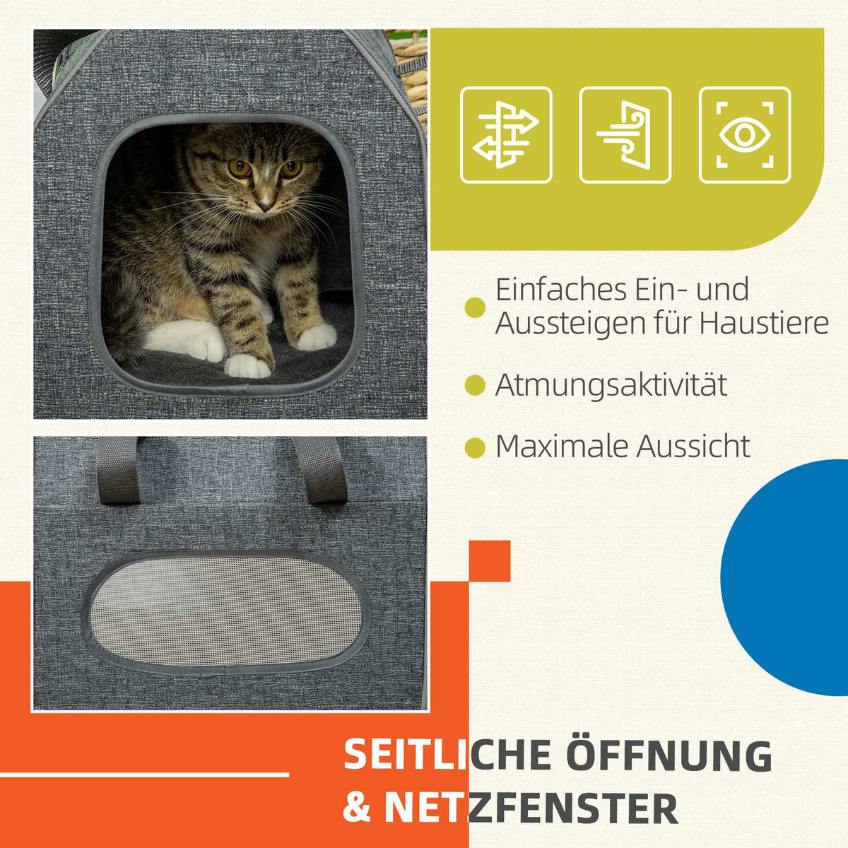Dog Box Car Dog Transport Box Cat Transport Box With Mesh Window, Scratching Board, Cushion, For Cats Up To 5 Kg, Grey