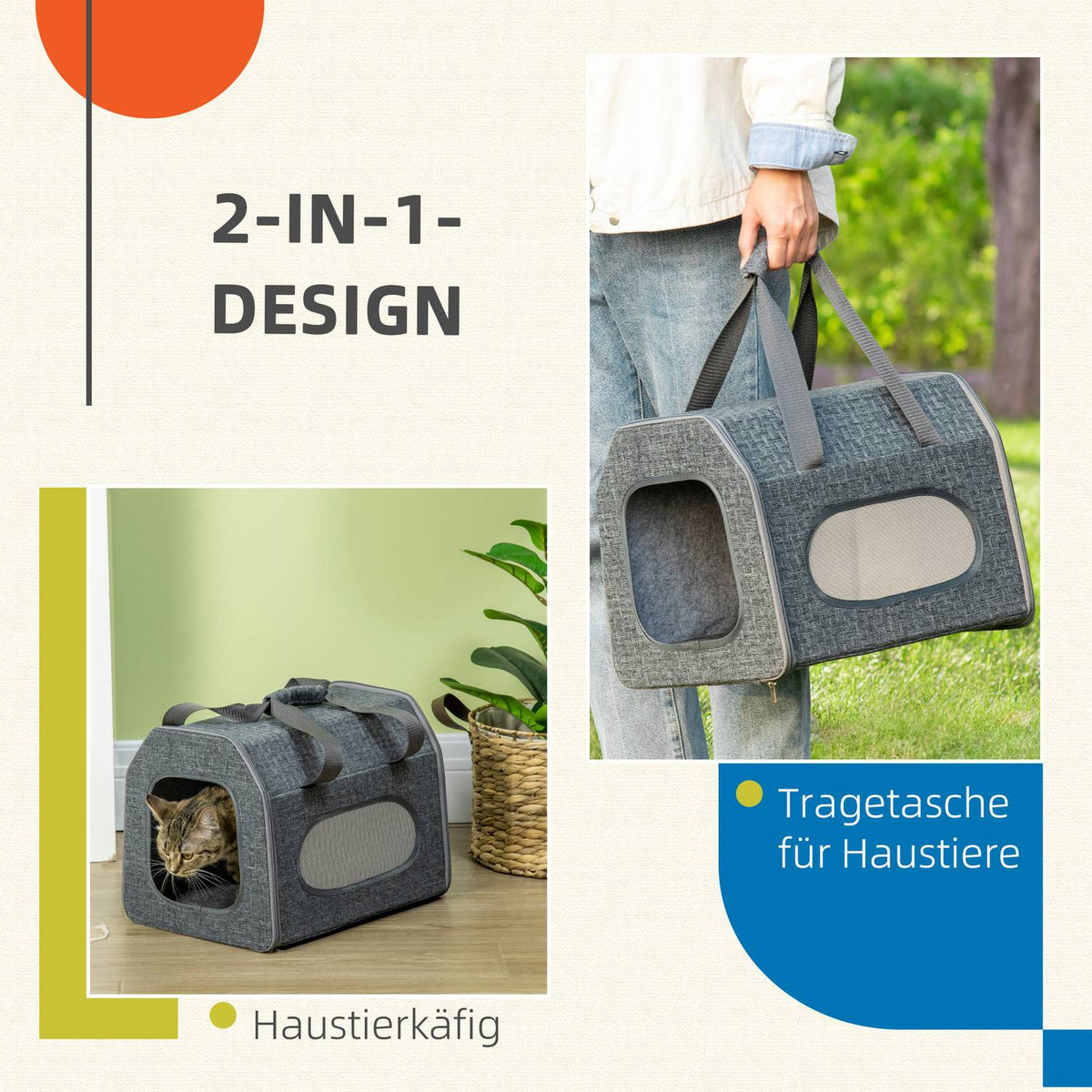 Dog Box Car Dog Transport Box Cat Transport Box With Mesh Window, Scratching Board, Cushion, For Cats Up To 5 Kg, Grey