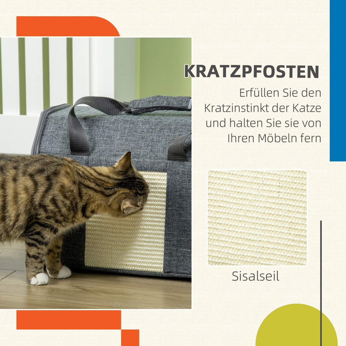 Dog Box Car Dog Transport Box Cat Transport Box With Mesh Window, Scratching Board, Cushion, For Cats Up To 5 Kg, Grey