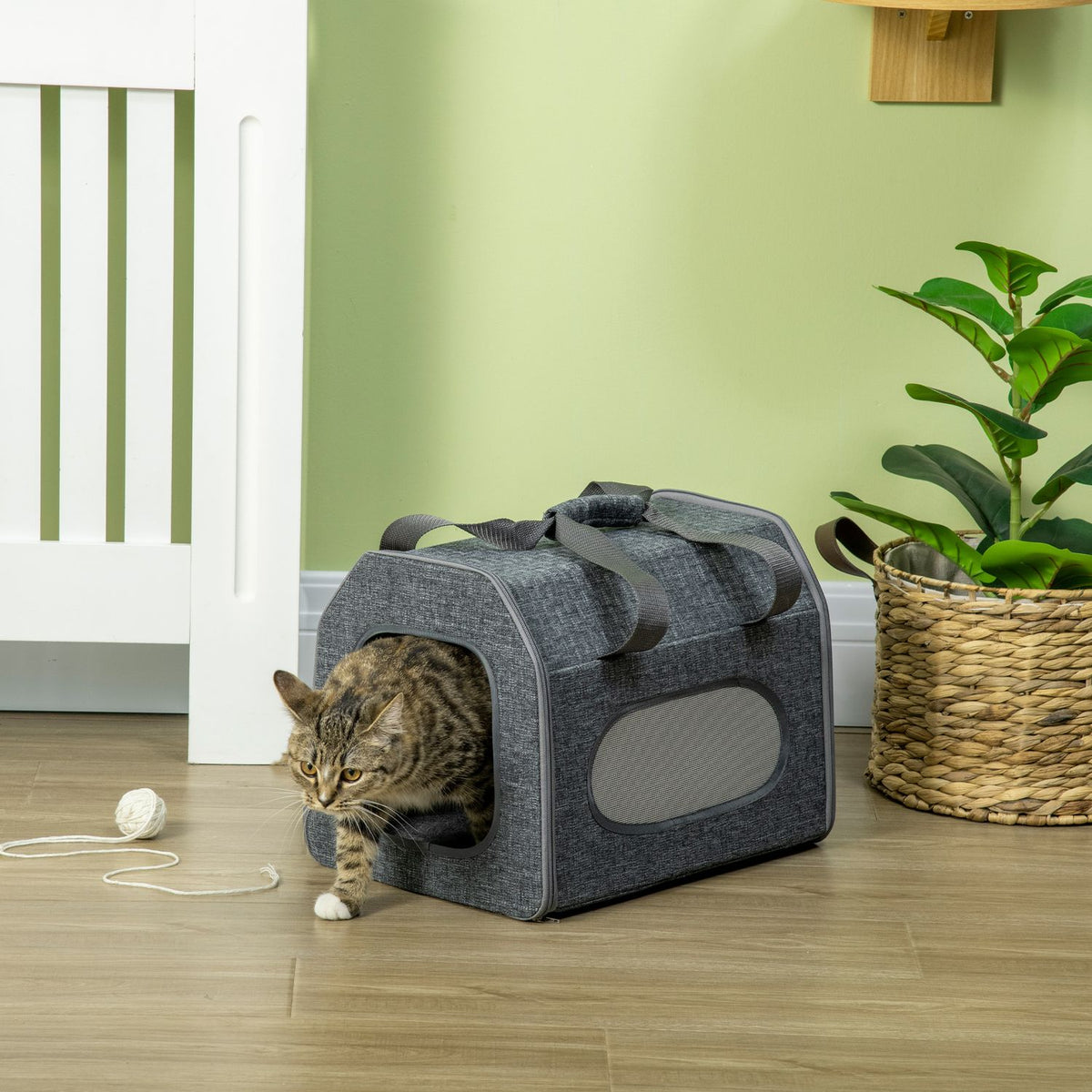 Dog Box Car Dog Transport Box Cat Transport Box With Mesh Window, Scratching Board, Cushion, For Cats Up To 5 Kg, Grey