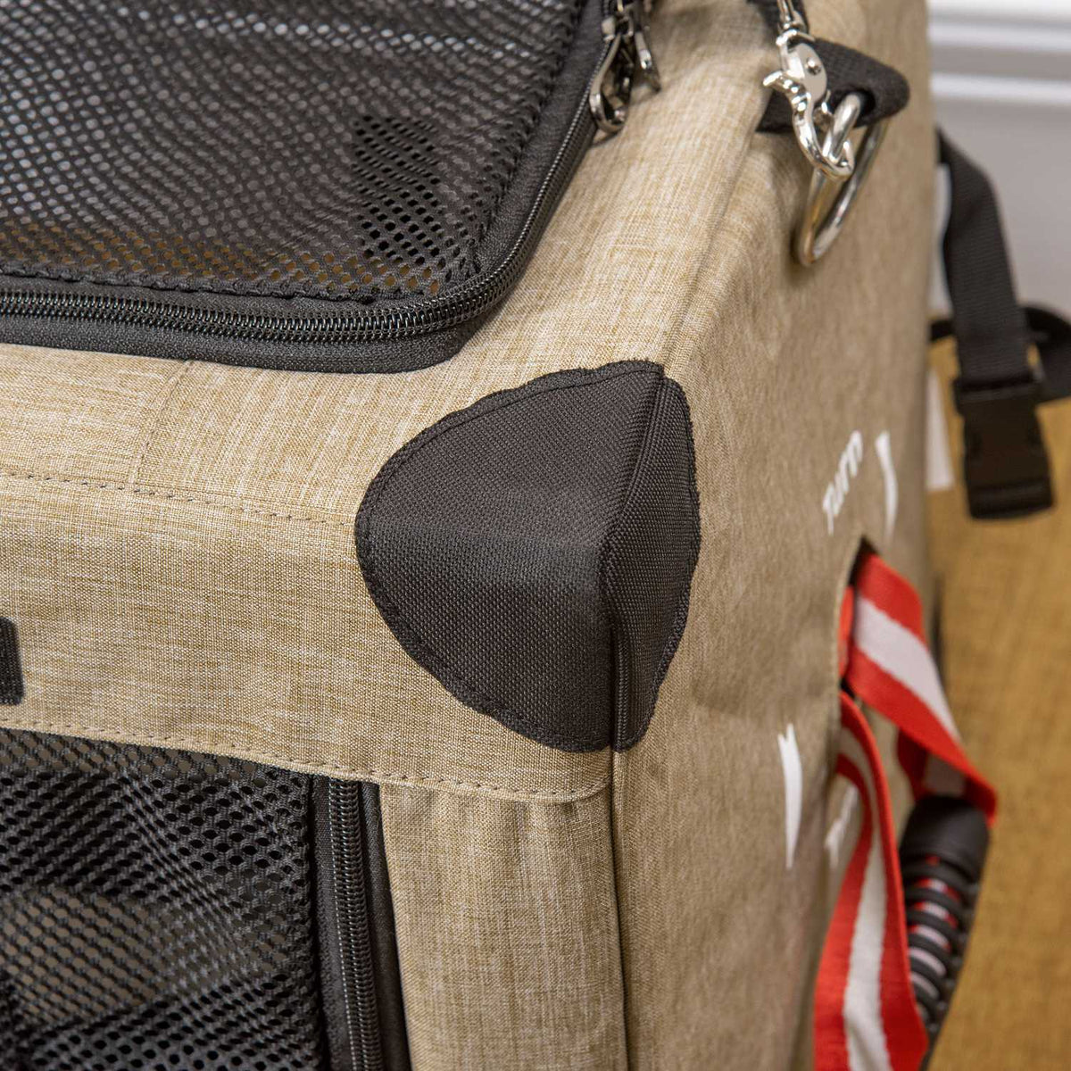Dog Box, Dog Transport Box, Travel Box, Foldable, Dog Bag With Carrying Handle, Oxford Fabric, Khaki, 48.5X33.5X33Cm