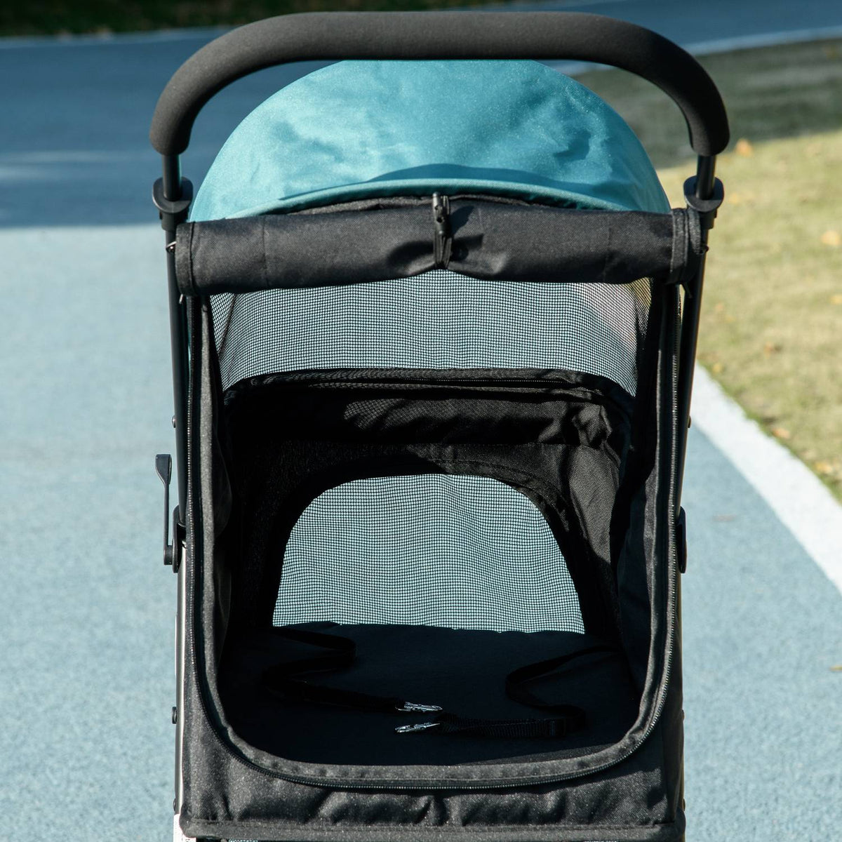Dog Buggy 2 In 1 Cat Stroller, Dog Stroller With Rain Cover, Folding Cat Buggy With Mesh Window For Small, Miniature Dogs, Oxford, Dark Green
