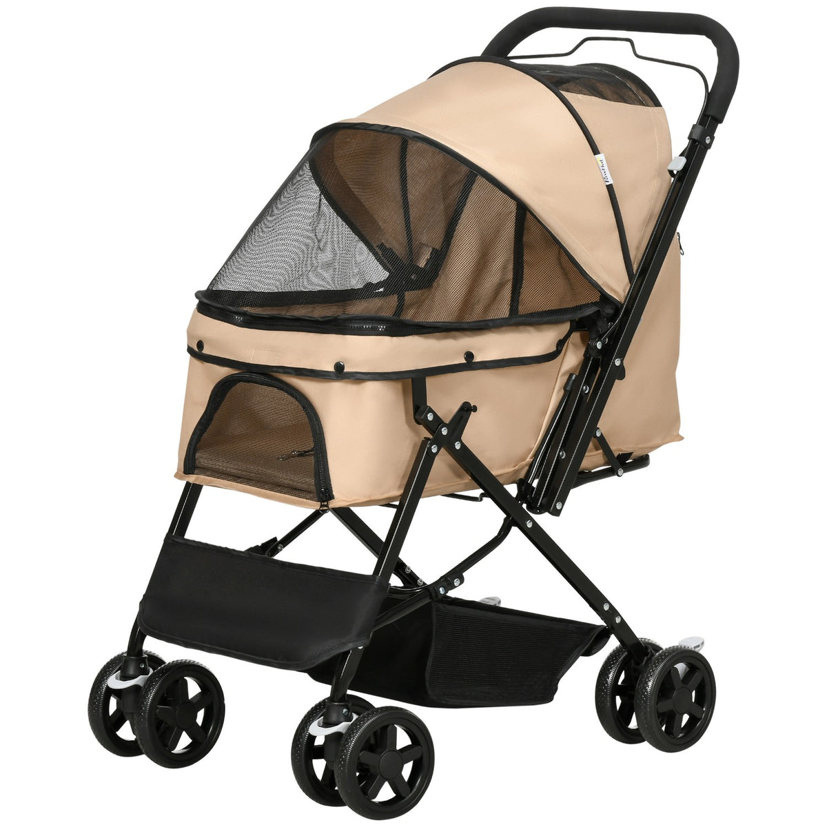 Dog Buggy Dog Cart Buggy For Small Dogs And Cats Pet Cart Cat Buggy Oxford Light Brown 76.5 X 52 X 95 Cm