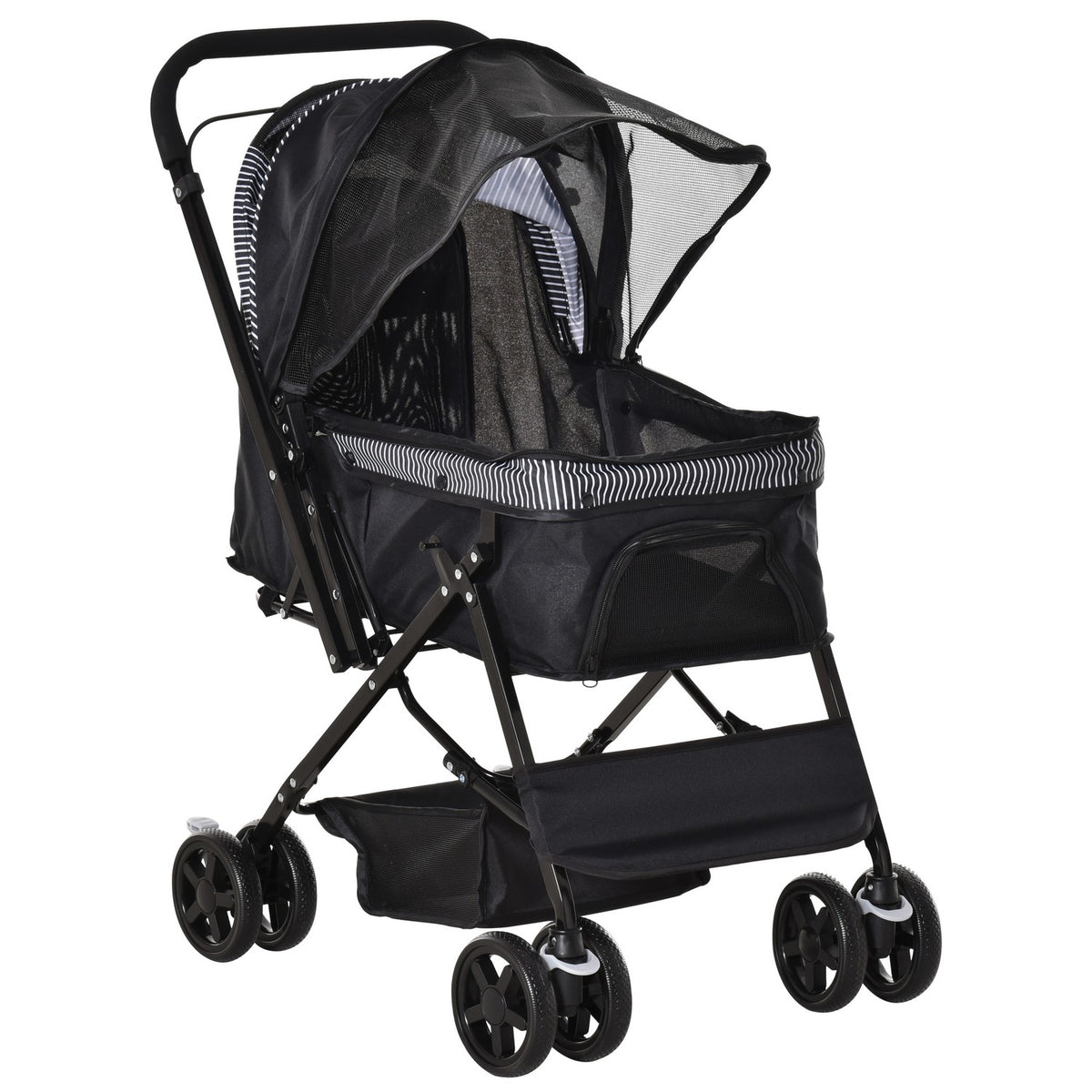 Dog Buggy Dog Cart Buggy for Small Dogs and Cats Pet Cart Pet Stroller Cat Buggy Oxford Black 76.5 x 52 x 95 cm