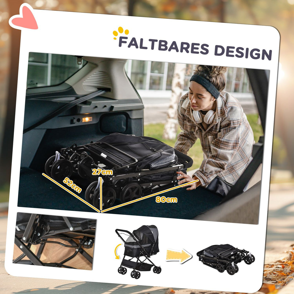 Dog Buggy Dog Cart Buggy for Small Dogs and Cats Pet Cart Pet Stroller Cat Buggy Oxford Black 76.5 x 52 x 95 cm