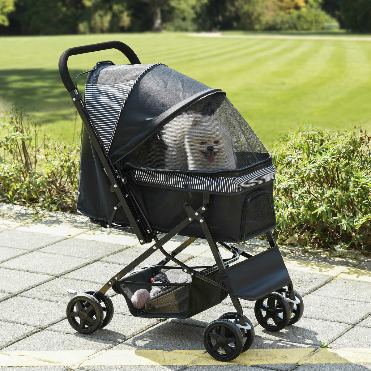 Dog Buggy Dog Cart Buggy for Small Dogs and Cats Pet Cart Pet Stroller Cat Buggy Oxford Black 76.5 x 52 x 95 cm