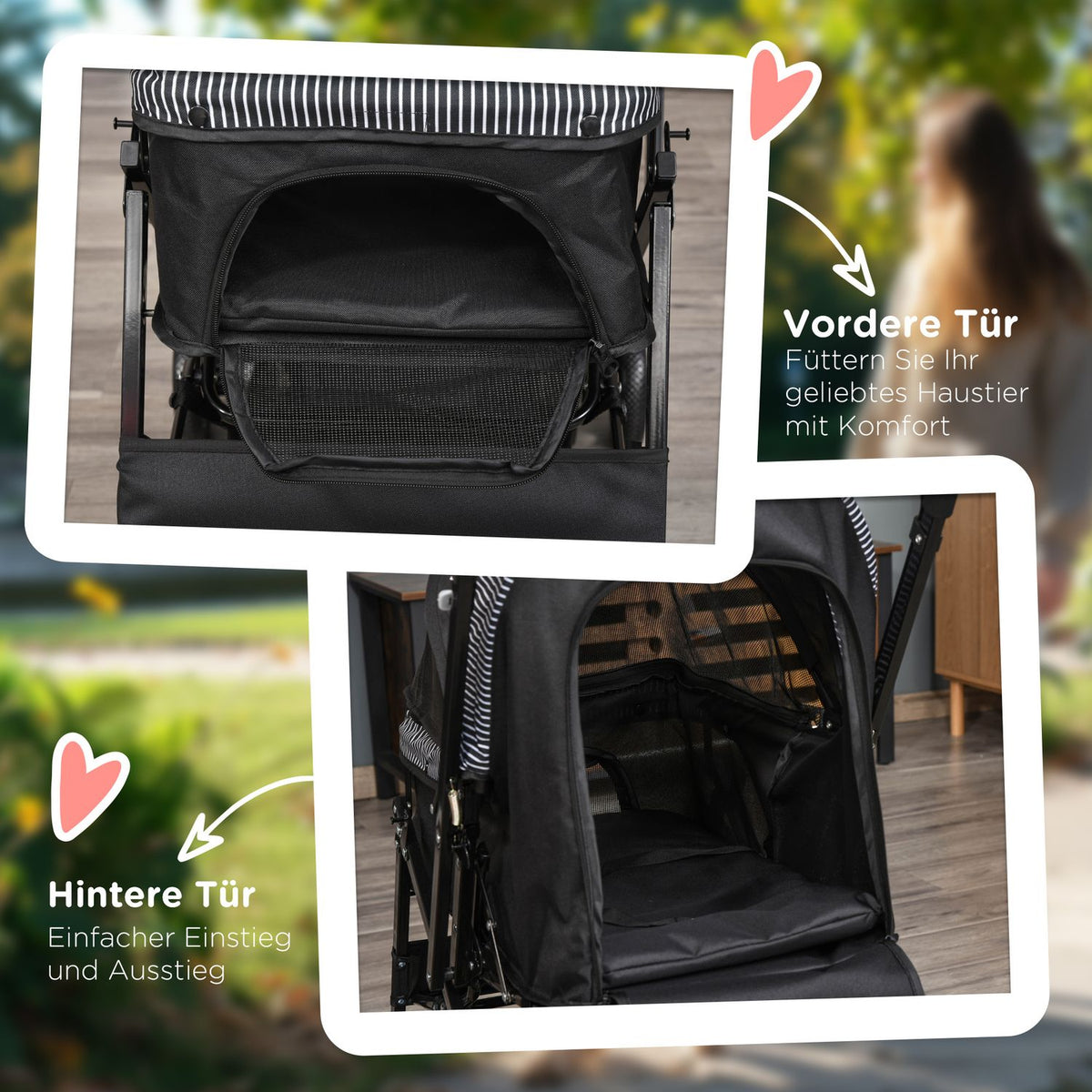 Dog Buggy Dog Cart Buggy for Small Dogs and Cats Pet Cart Pet Stroller Cat Buggy Oxford Black 76.5 x 52 x 95 cm