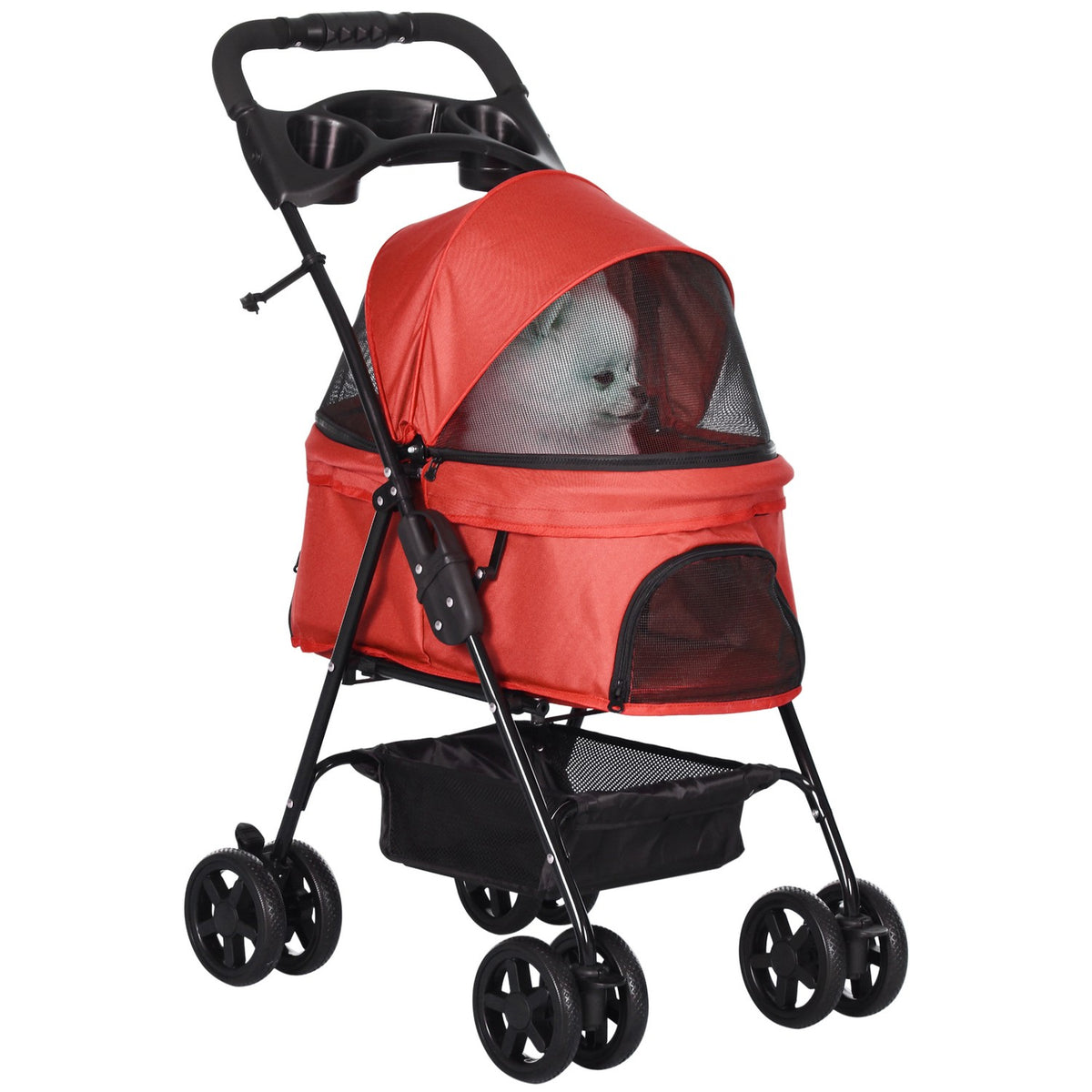 Dog Buggy Foldable Oxford Red 67X45X96Cm Small Dogs & Cats