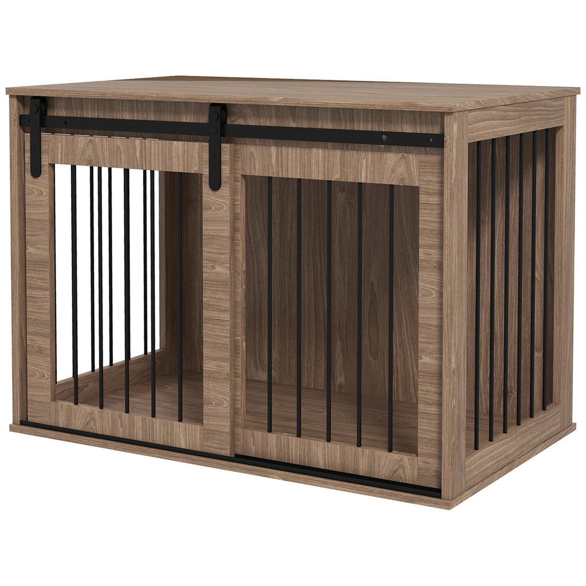 Dog Cage Dog Box With Sliding Door, Indoor Dog House With Wood Look, Locking, For Large Dogs Up To 30 Kg, 98 X 58 X 67 Cm, Walnut