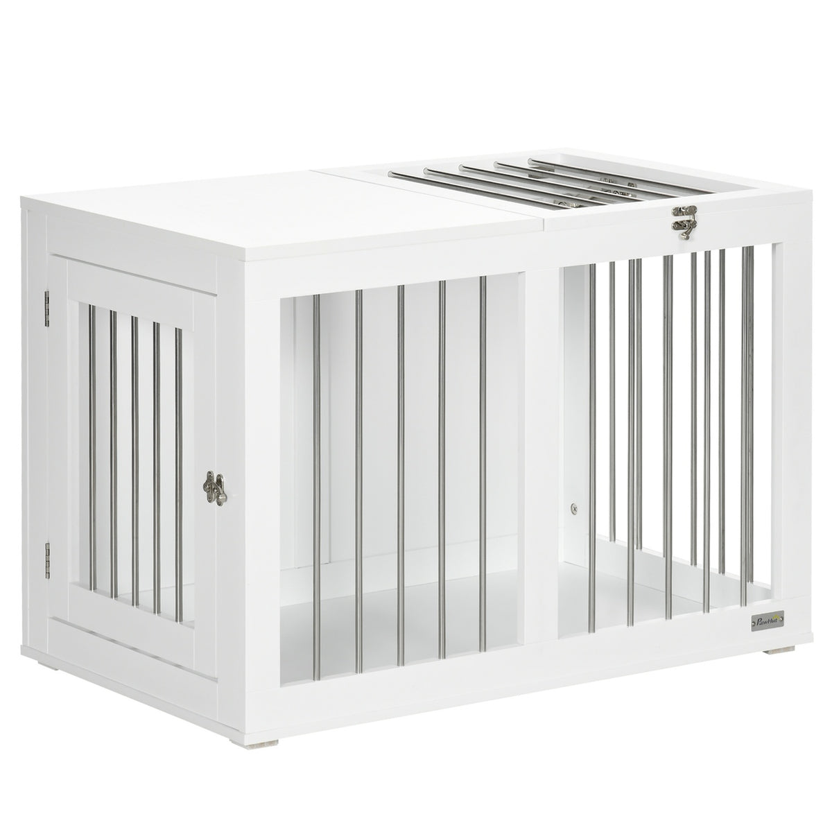 Dog Cage, Dog House, Pet Cage For Medium Dogs, Dog Crate With Doors, Dog House, Transport Cage, White, 80 X 50 X 56.5 Cm