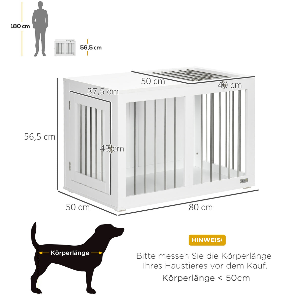 Dog Cage, Dog House, Pet Cage For Medium Dogs, Dog Crate With Doors, Dog House, Transport Cage, White, 80 X 50 X 56.5 Cm