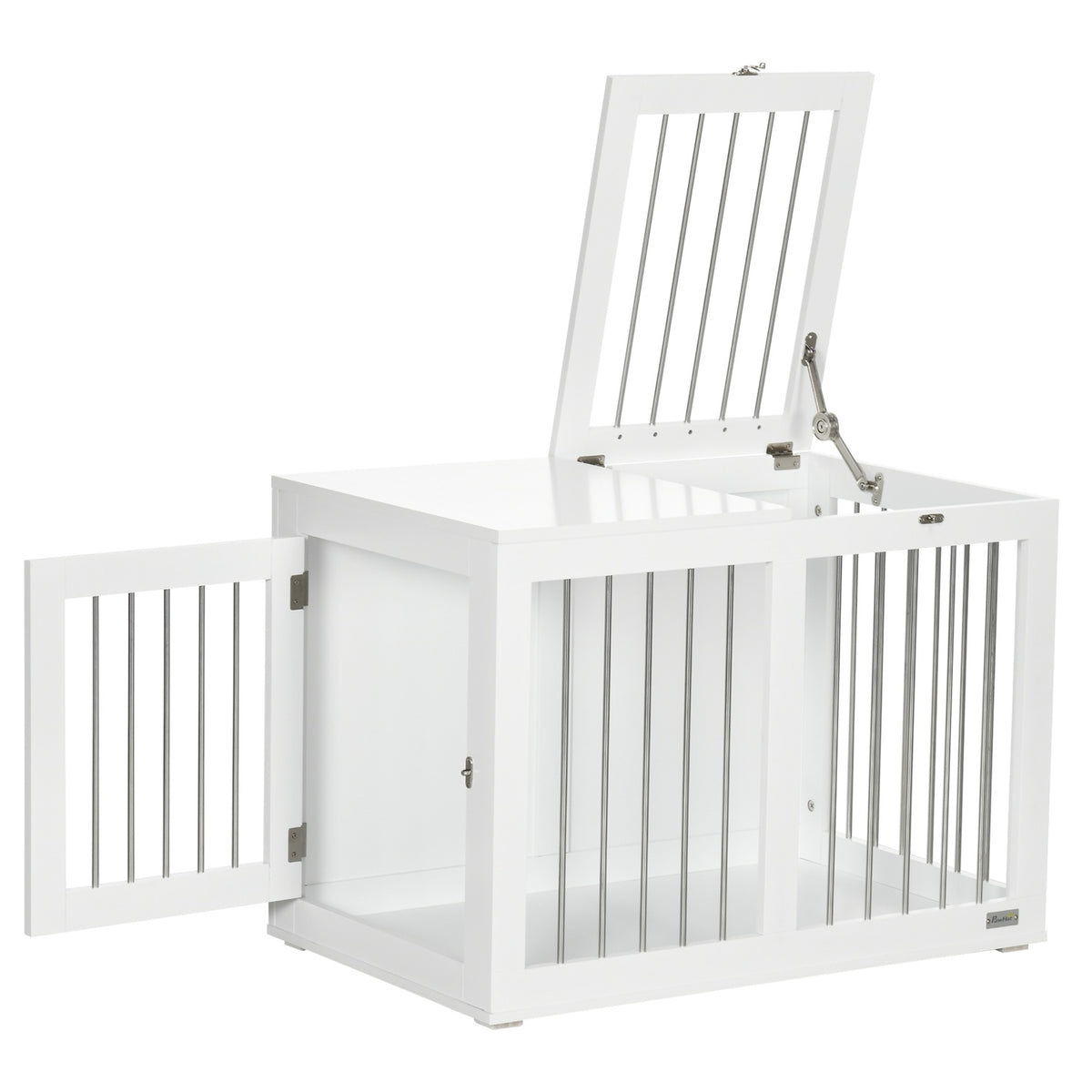 Dog Cage, Dog House, Pet Cage For Medium Dogs, Dog Crate With Doors, Dog House, Transport Cage, White, 80 X 50 X 56.5 Cm