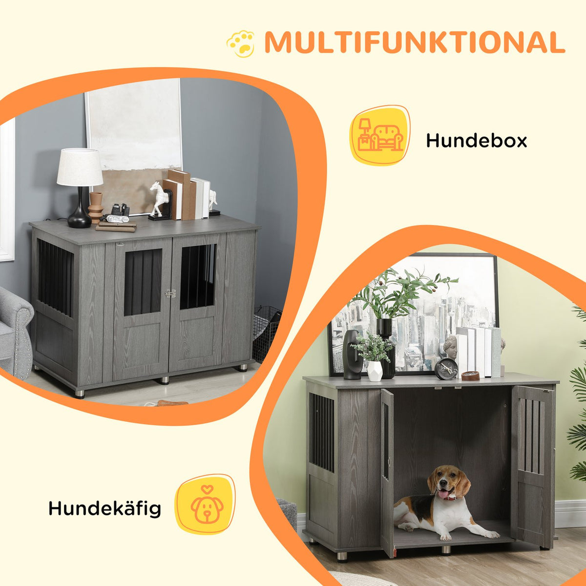 Dog Cage For Home, Pet Cage, Indoor Dog Kennel With Lock, Magnetic Door, Dog House With Window, Dog Box For Extra Large Dogs, Gray, 116 X 60 X 87 Cm