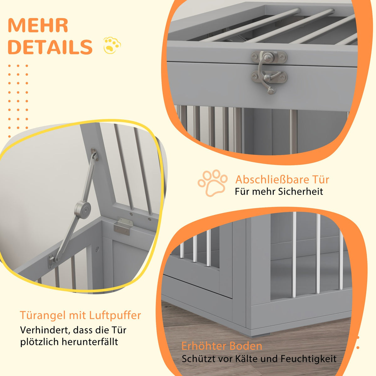 Dog Cage Home Dog House Pet Cage For Medium Dogs Dog Crate With Doors Dog House Transport Cage Gray 80 X 50 X 56.5Cm