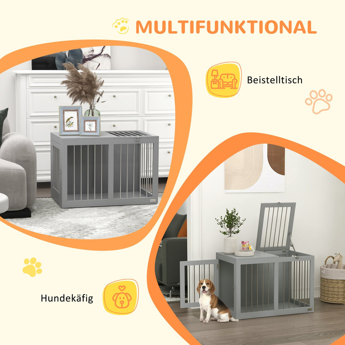 Dog Cage Home Dog House Pet Cage For Medium Dogs Dog Crate With Doors Dog House Transport Cage Gray 80 X 50 X 56.5Cm