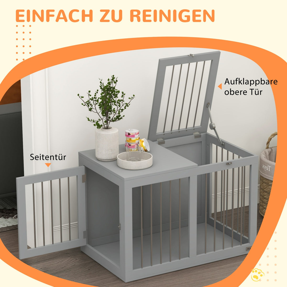 Dog Cage Home Dog House Pet Cage For Medium Dogs Dog Crate With Doors Dog House Transport Cage Gray 80 X 50 X 56.5Cm
