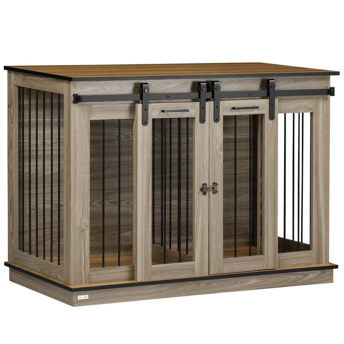 Dog Cage, Pet Cage, Dog House With Two Room Option For Medium Dogs, Dog Crate With Double Doors, Dog House, Oak