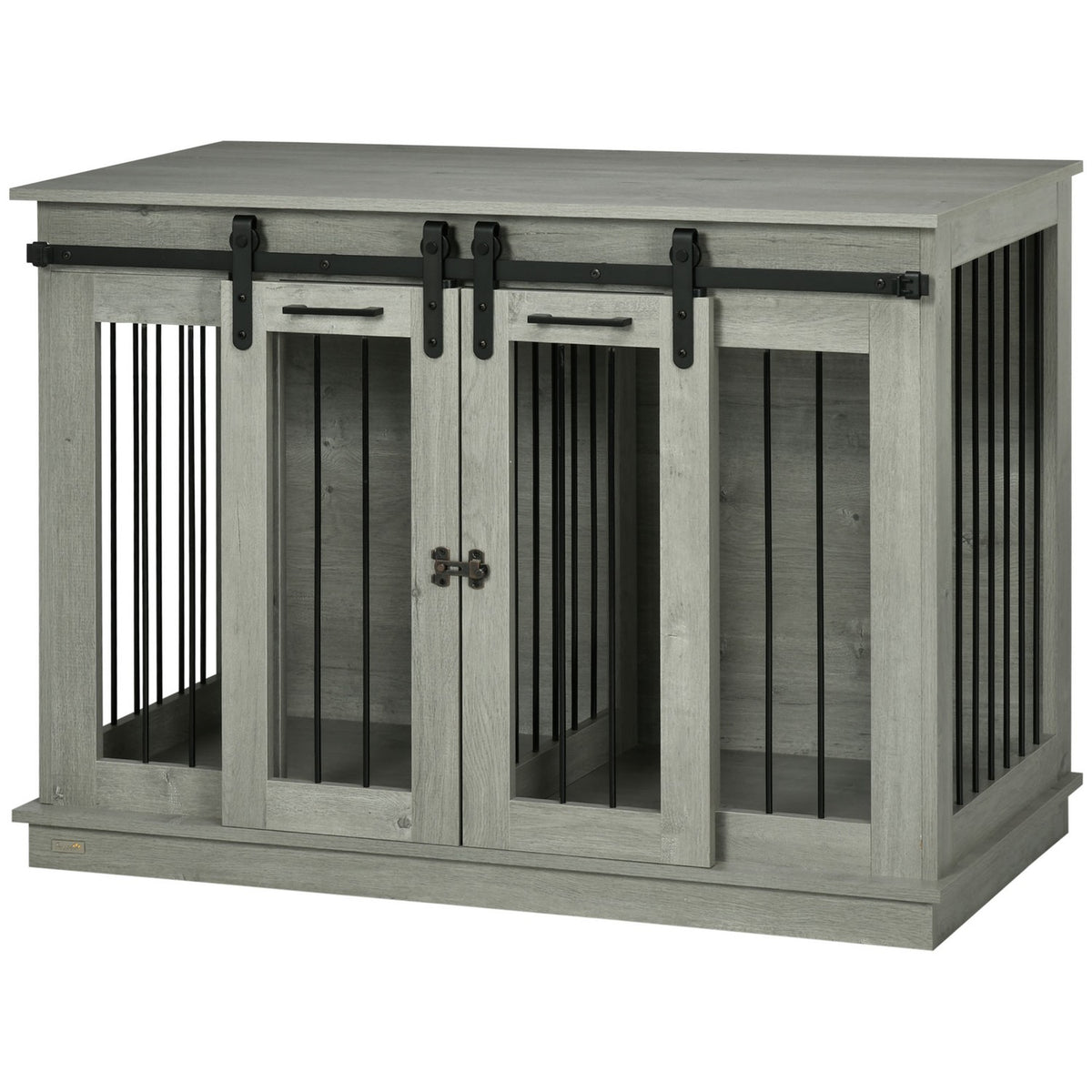 Dog Cage, Pet Cage, Dog House with Two Room Option for Medium Dogs, Dog Crate with Double Doors, Dog House, Grey, 120 x 60 x 88.5 cm