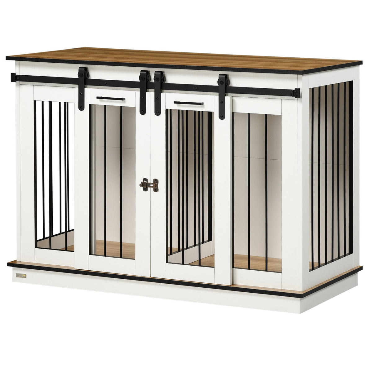 Dog Cage, Pet Cage, Dog House with Two Room Option for Medium Dogs, Dog Crate with Double Doors, Dog House, White, 120 x 60 x 88.5 cm