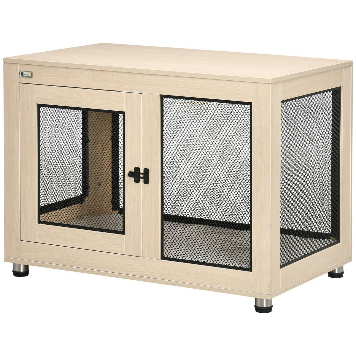 Dog Cage With Cushion Versatile Pet Cage & Kennel With 2 Doors, For Small To Medium Dogs, Oak, 94X60X71.5Cm