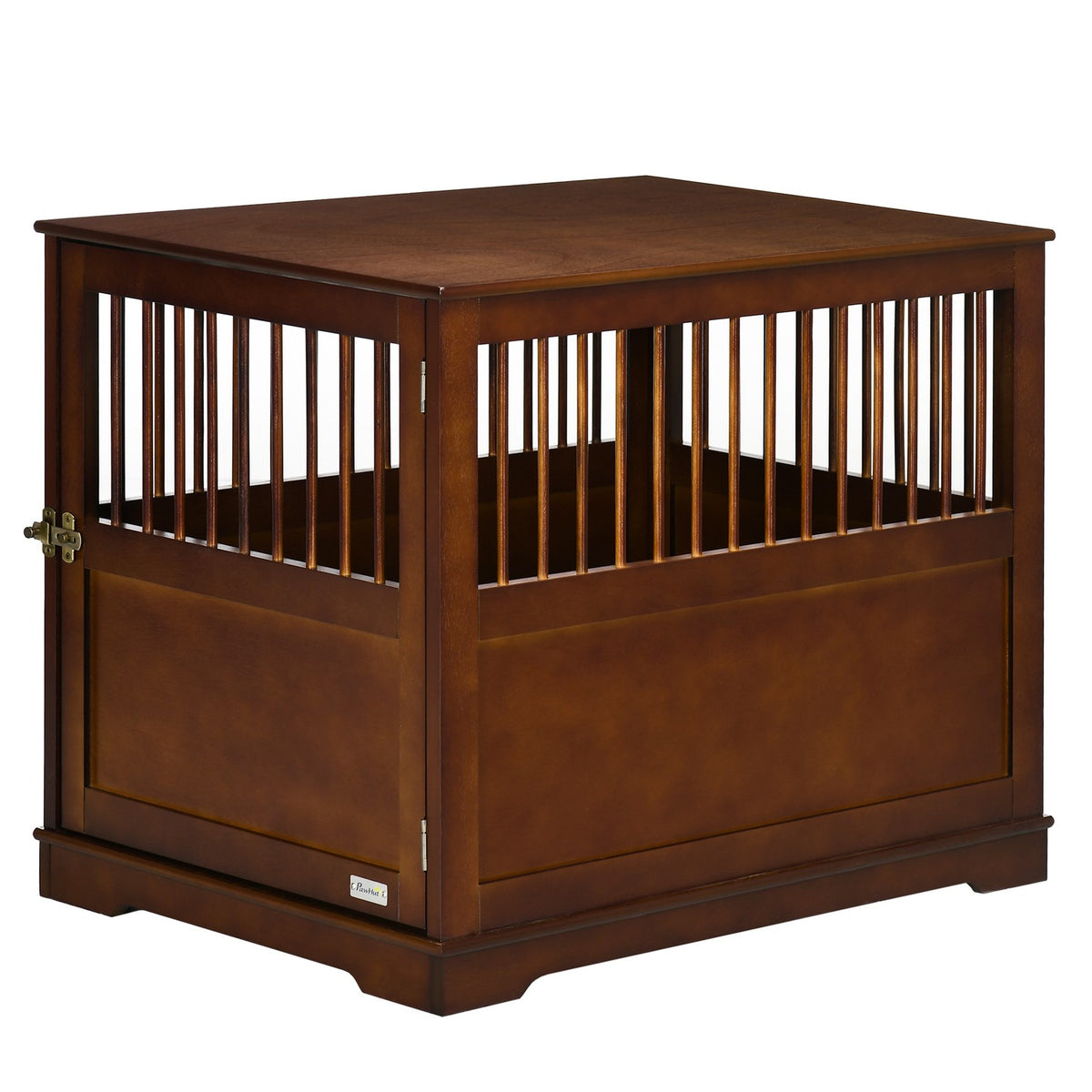 Dog Cage With Table Top Stylish Dog Kennel For Medium Dogs Indoor, Lockable Door, Brown, 80.5X59.5X67.5Cm