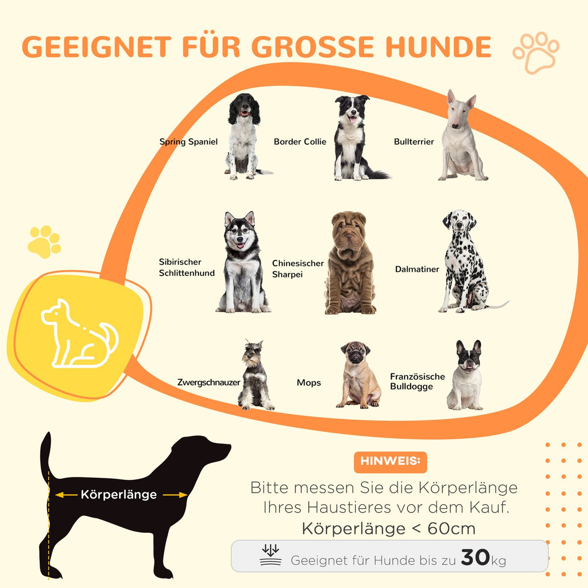Dog Cage for Home, Dog Crate with 2 Doors, Washable Cushion, Dog Kennel with Adjustable Feet, Latch, for Large Dogs up to 30 kg, Gray, 94 x 60 x 71.5 cm