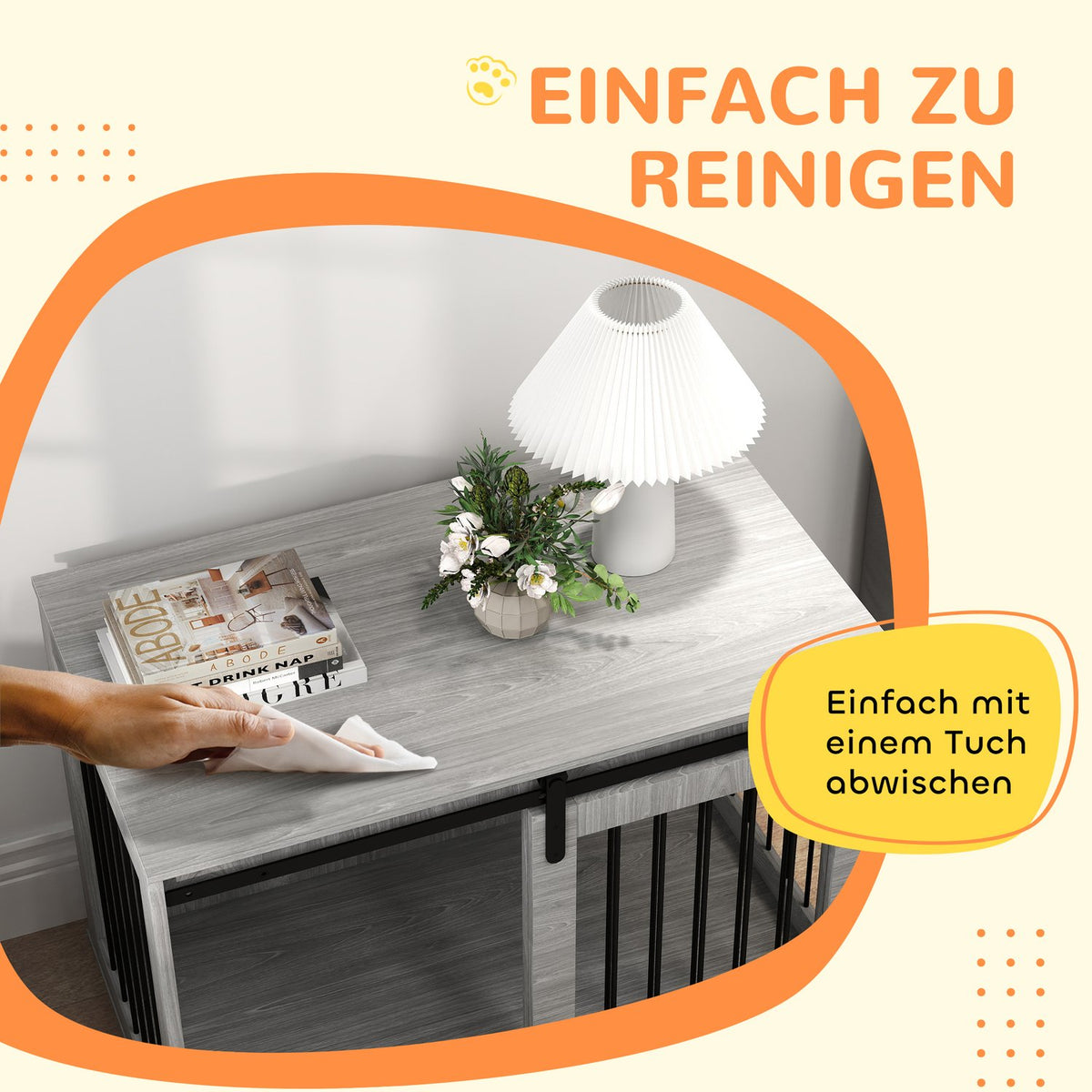 Dog Cage for Home, Lockable Dog Kennel with Entrance, Dog Box with Sliding Door, Dog House for Large Dogs under 30 kg, Grey, 98 x 58 x 61 cm