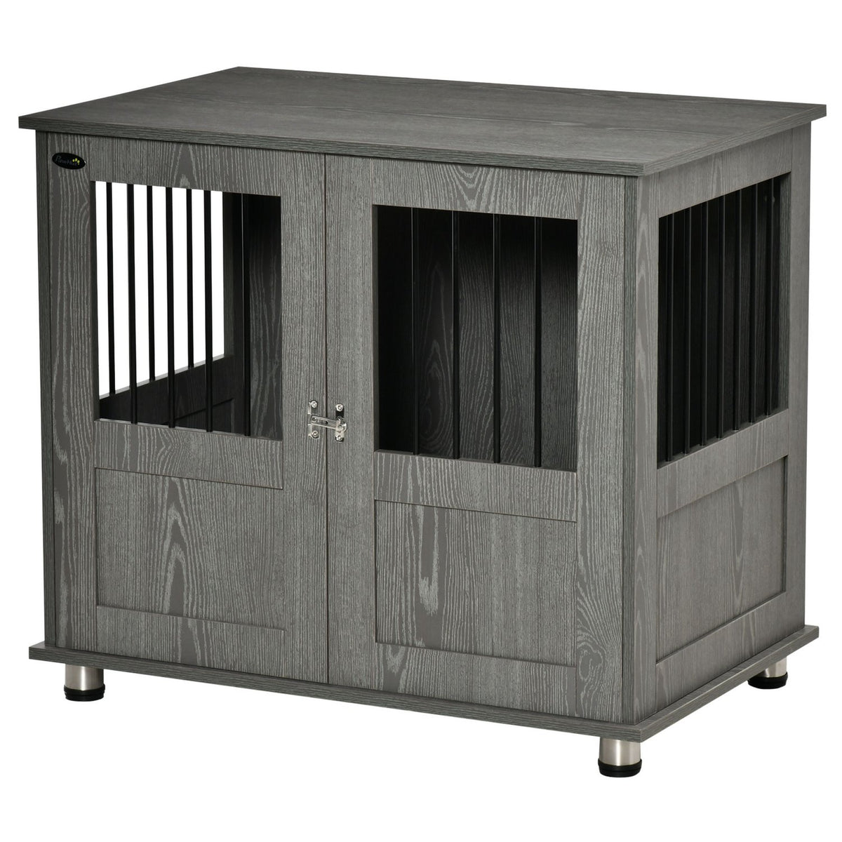 Dog Cage for Home, Pet Cage, Indoor Dog Kennel with Lock, Magnetic Door, Dog House with Window, Dog Box for Small and Medium Dogs, Grey, 85 x 55 x 87 cm