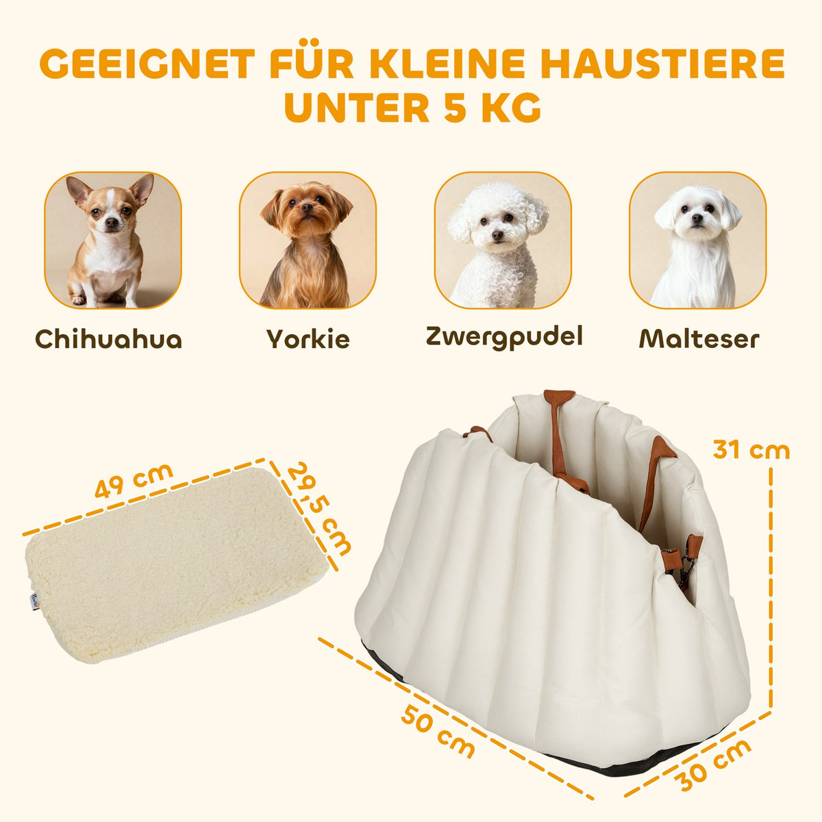 Dog Car Seat & Carrier, Oxford Fabric, For Pets <5kg
