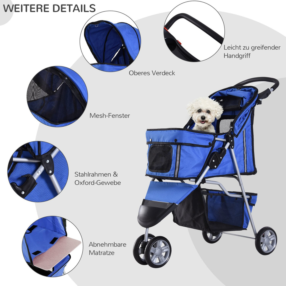 Dog Cart Dog Buggy Buggy Dogs Cats Multicolored (Blue)