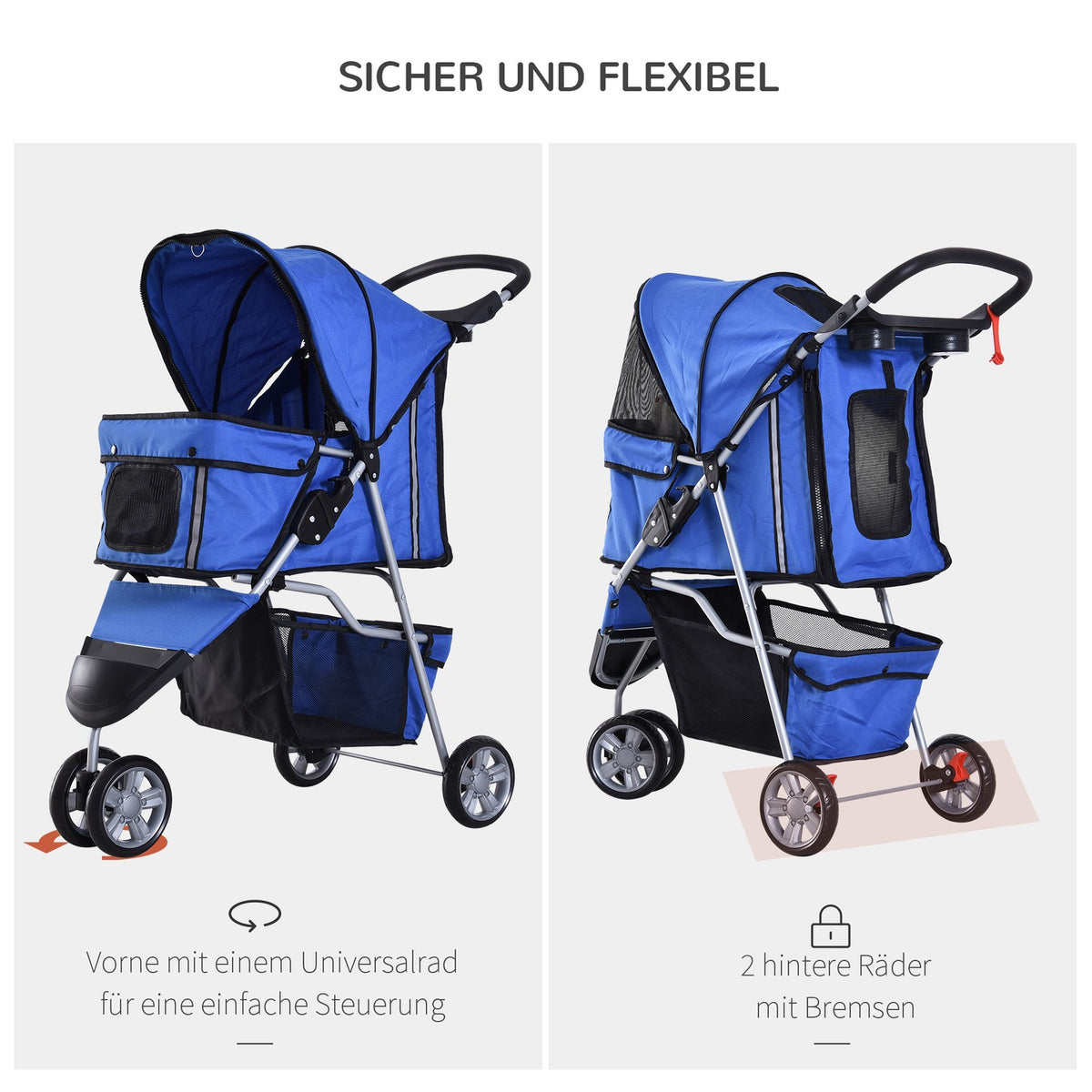 Dog Cart Dog Buggy Buggy Dogs Cats Multicolored (Blue)