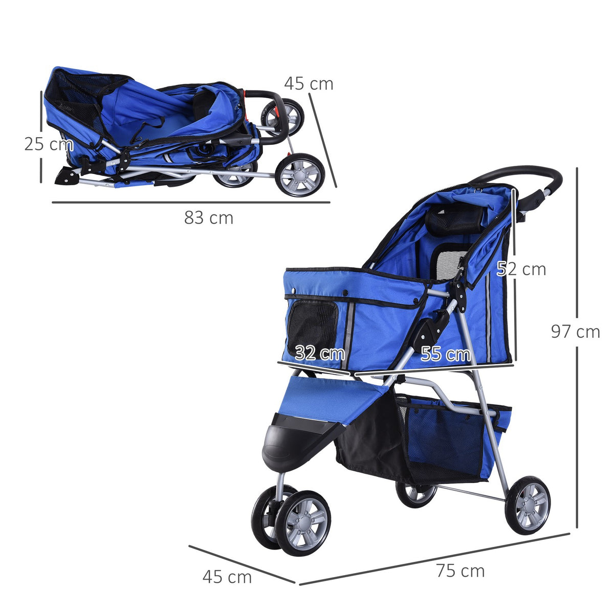 Dog Cart Dog Buggy Buggy Dogs Cats Multicolored (Blue)