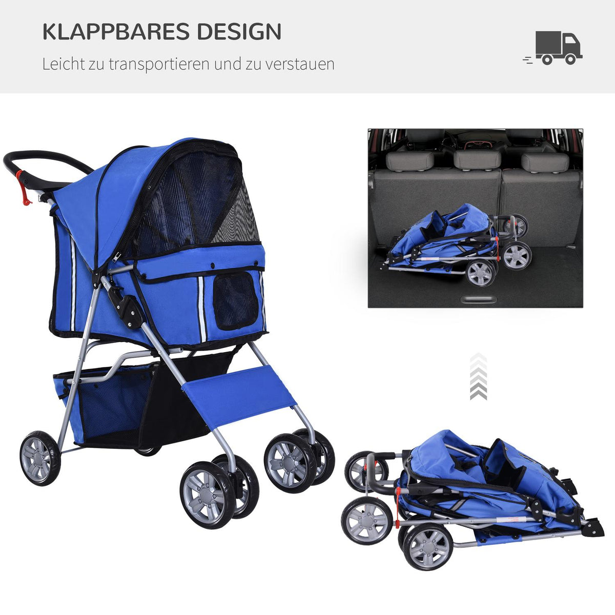 Dog Cart Dog Buggy Pet Dog Buggy Stroller Jogger Trailer Blue