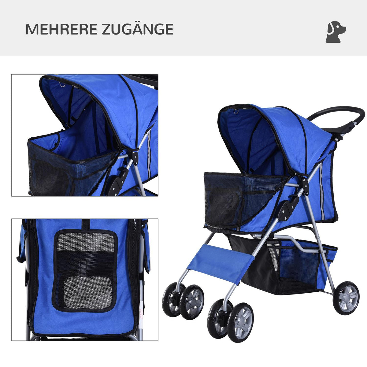 Dog Cart Dog Buggy Pet Dog Buggy Stroller Jogger Trailer Blue