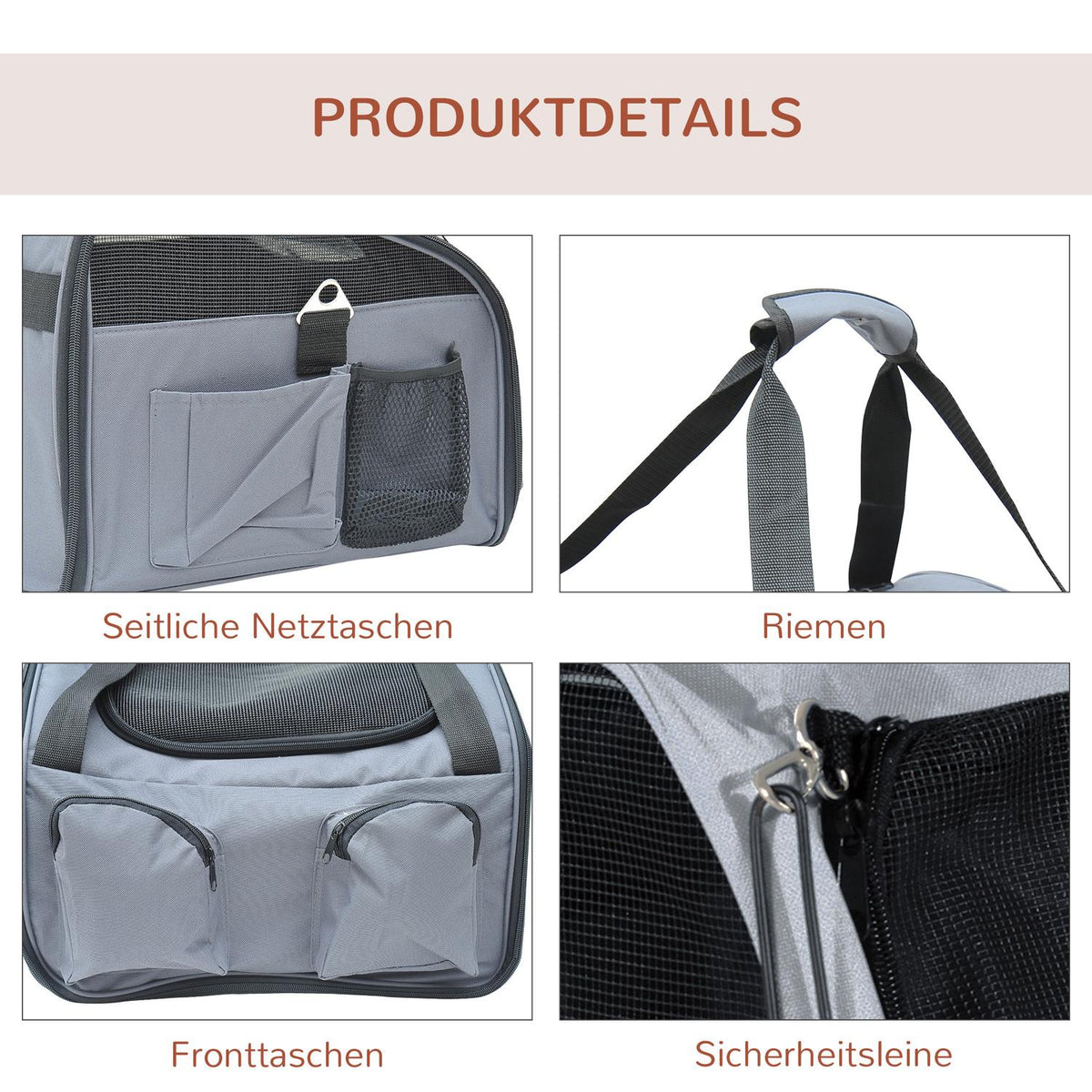 Dog Crate Car Transport Box Carry Bag Oxford Gray 41X34X30Cm