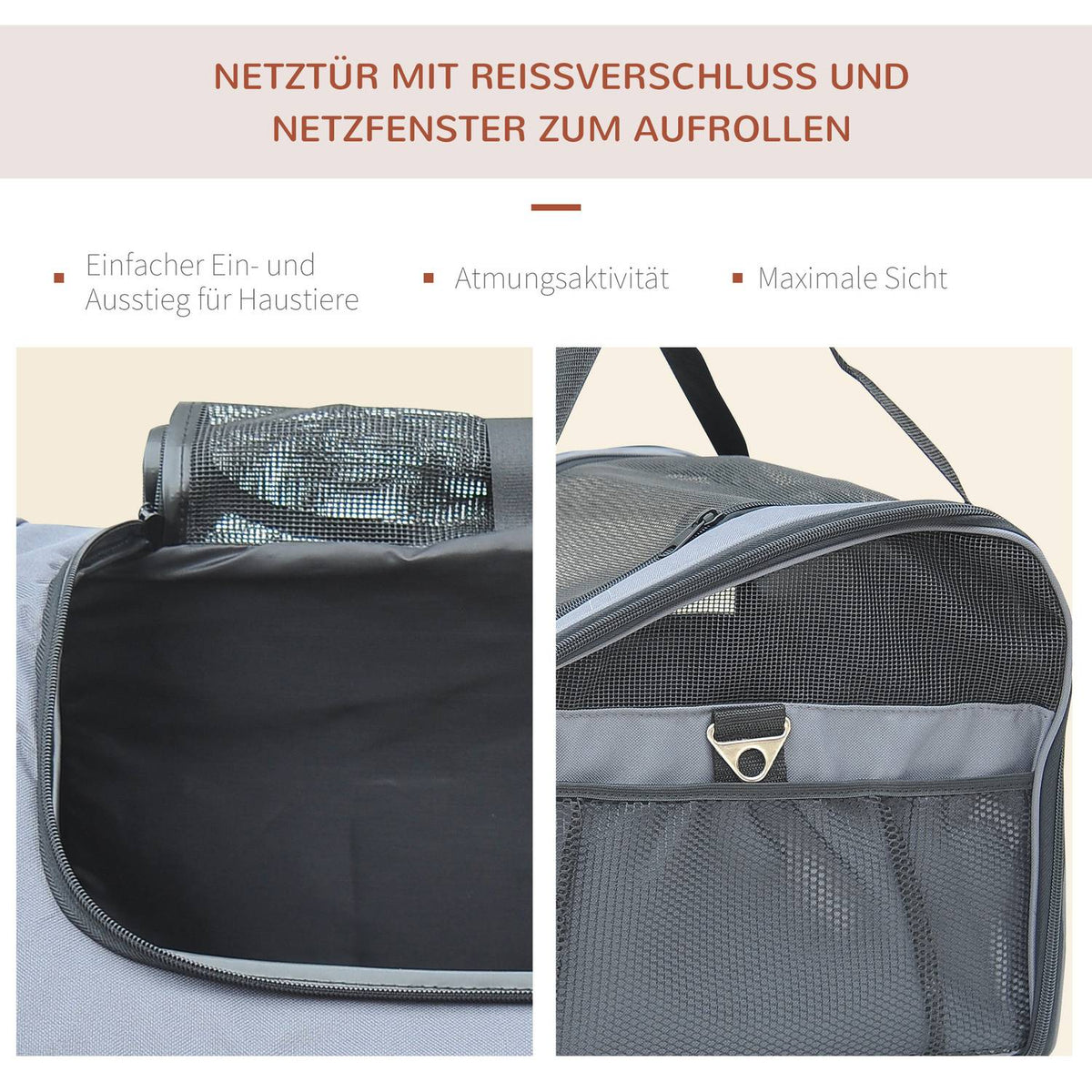 Dog Crate Car Transport Box Carry Bag Oxford Gray 41X34X30Cm