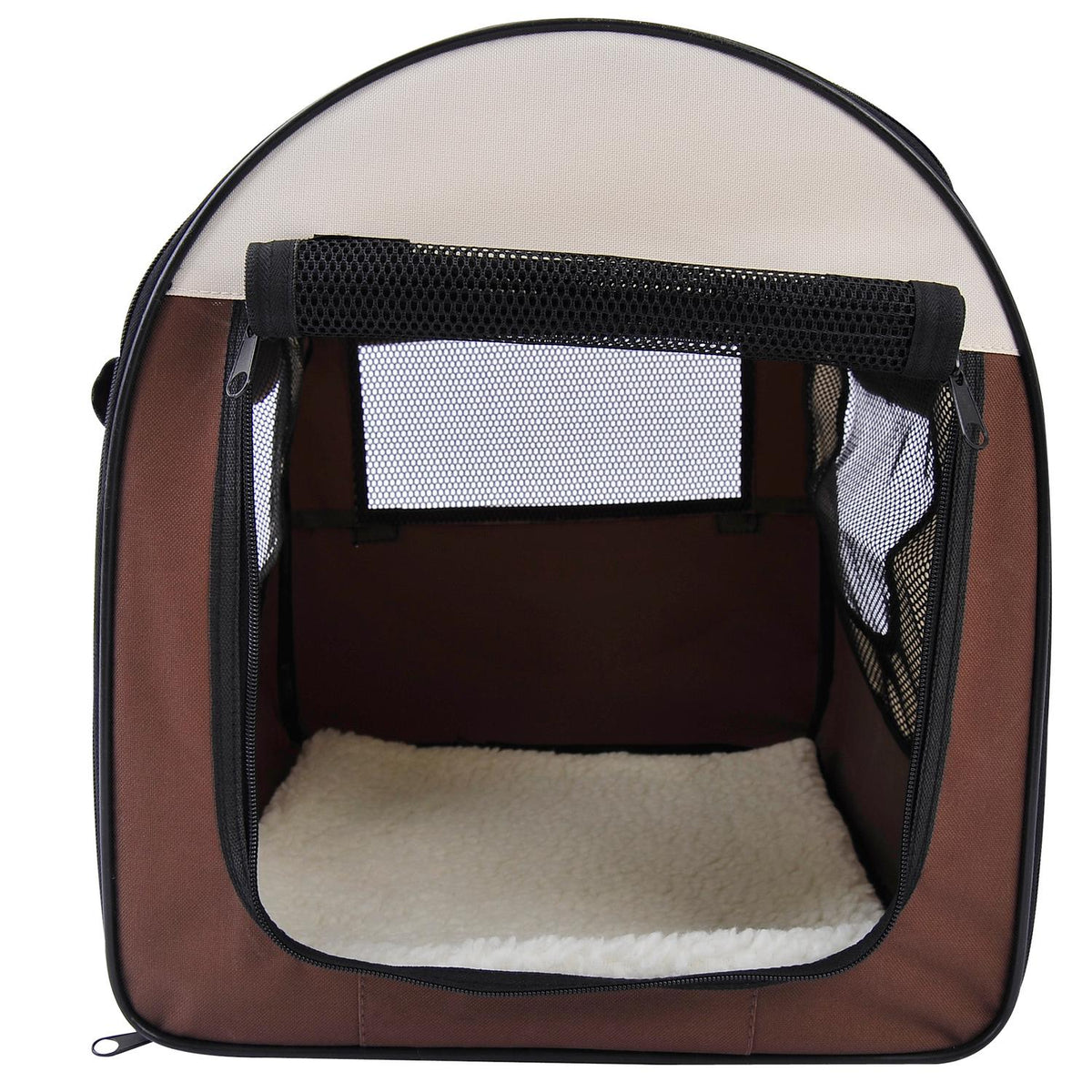 Dog Crate Foldable Dog Carrier & Pet Backpack With Cushion Waterproof Oxford Fabric Coffee