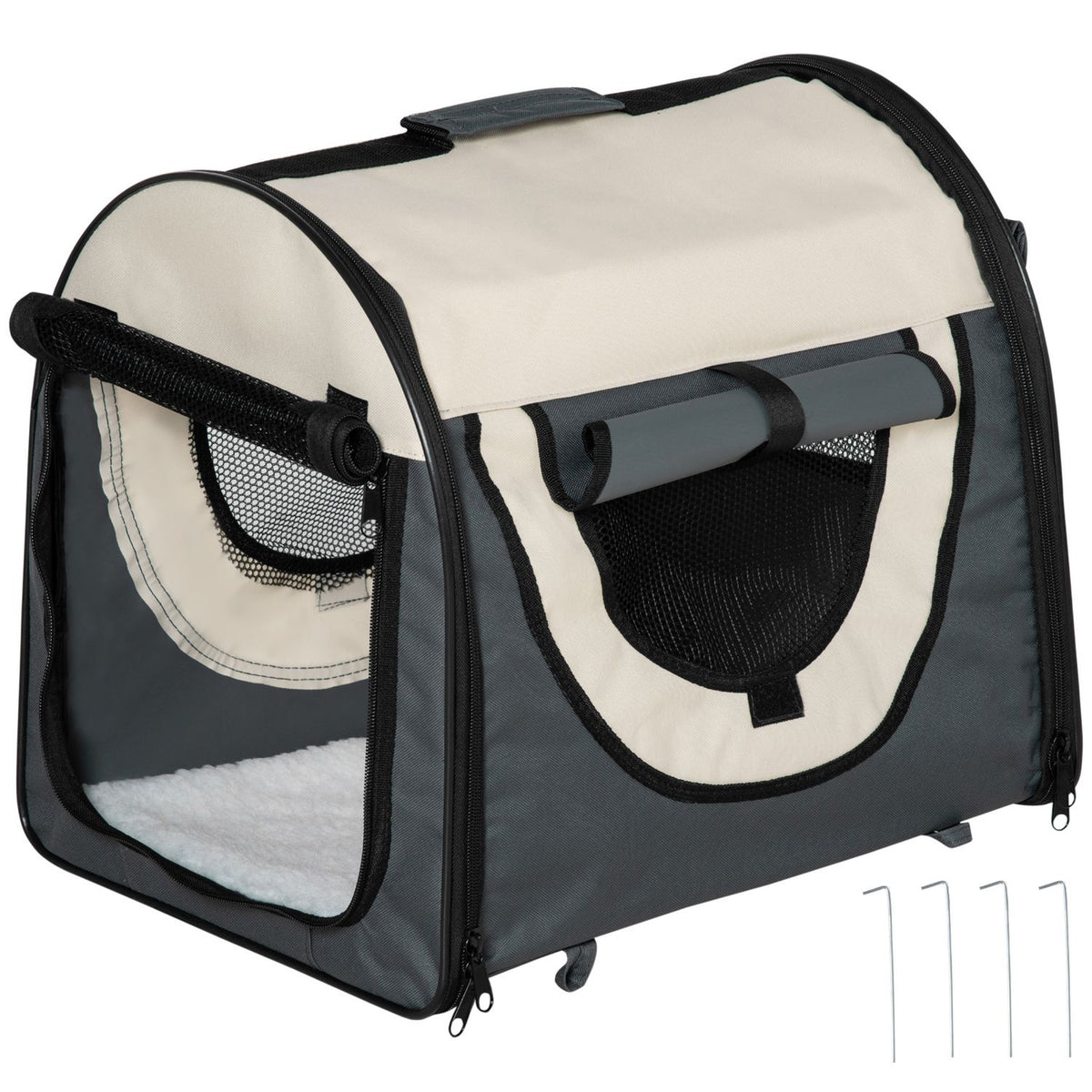Dog Crate Foldable Dog Transport Box Pet Backpack Cushion Travel Bag Waterproof Dark Gray 46X36X41Cm