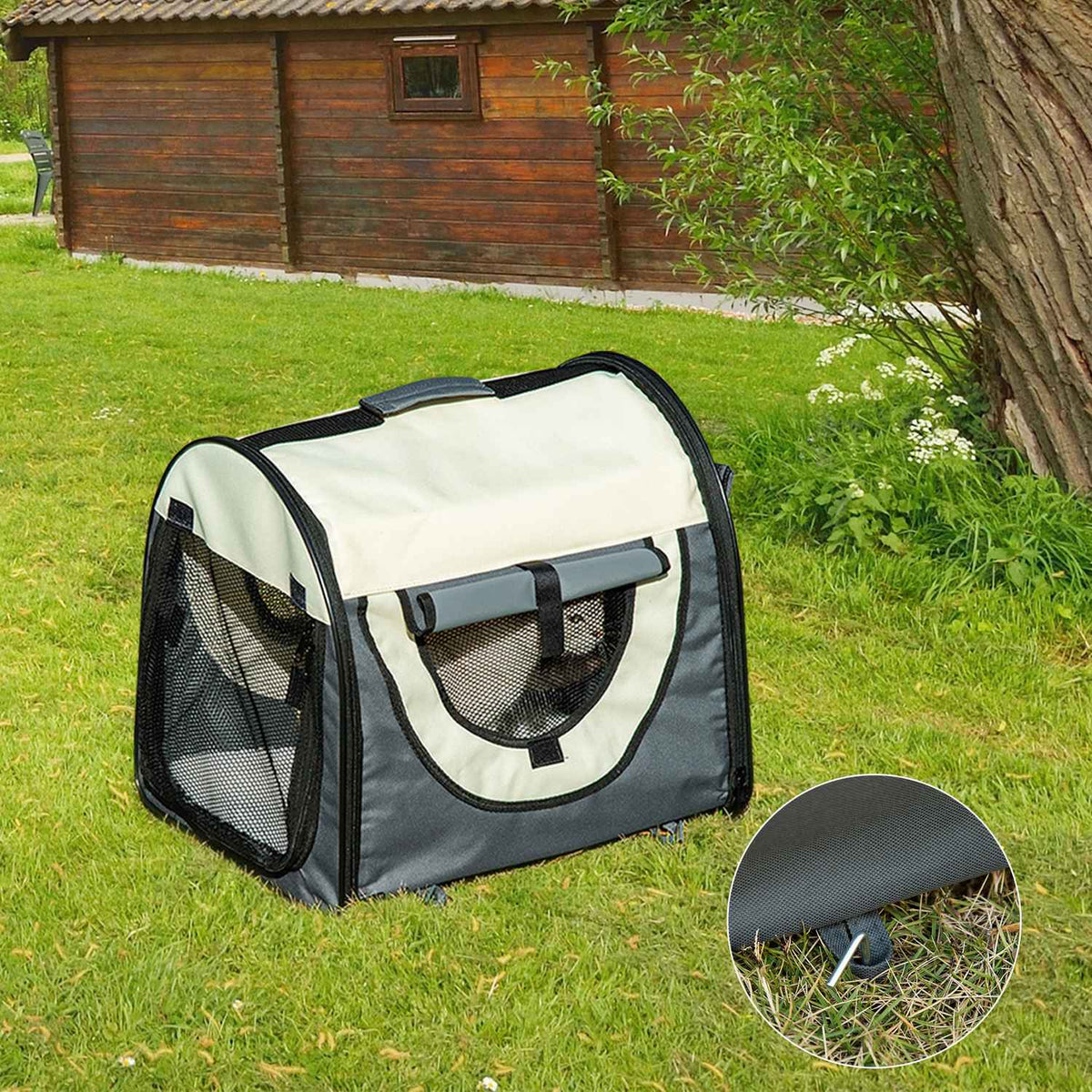 Dog Crate Foldable Dog Transport Box Pet Backpack Cushion Travel Bag Waterproof Dark Gray 46X36X41Cm