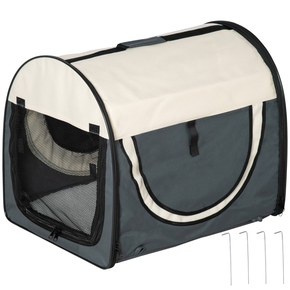 Dog Crate Foldable Dog Transport Box Pet Backpack With Cushion Travel Bag Waterproof Oxford Fabric Dark Gray