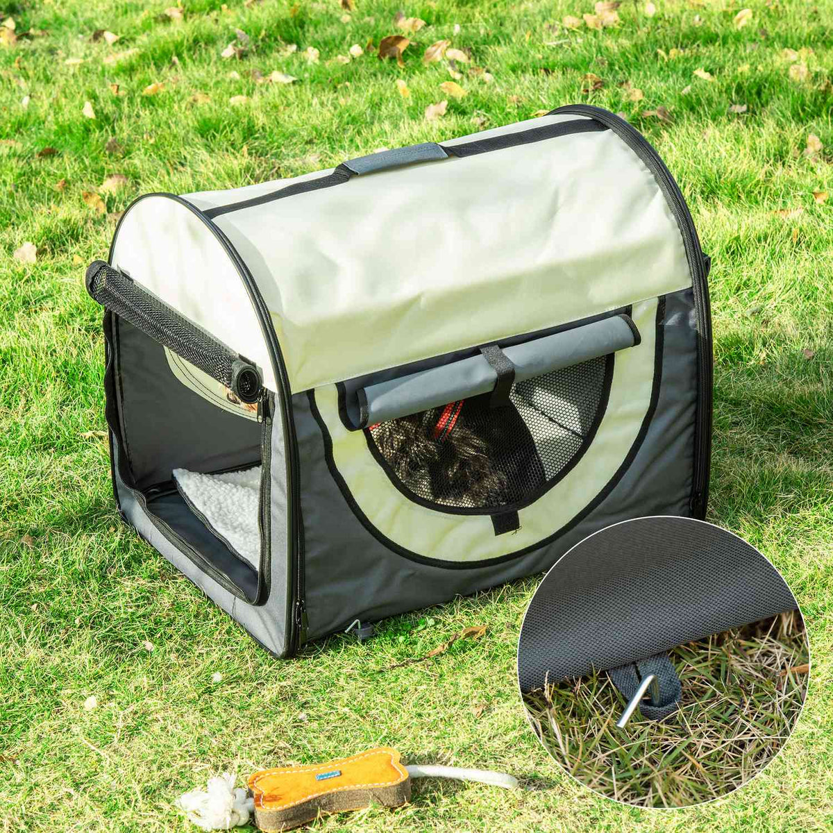 Dog Crate Foldable Dog Transport Box Pet Backpack With Cushion Travel Bag Waterproof Oxford Fabric Dark Gray