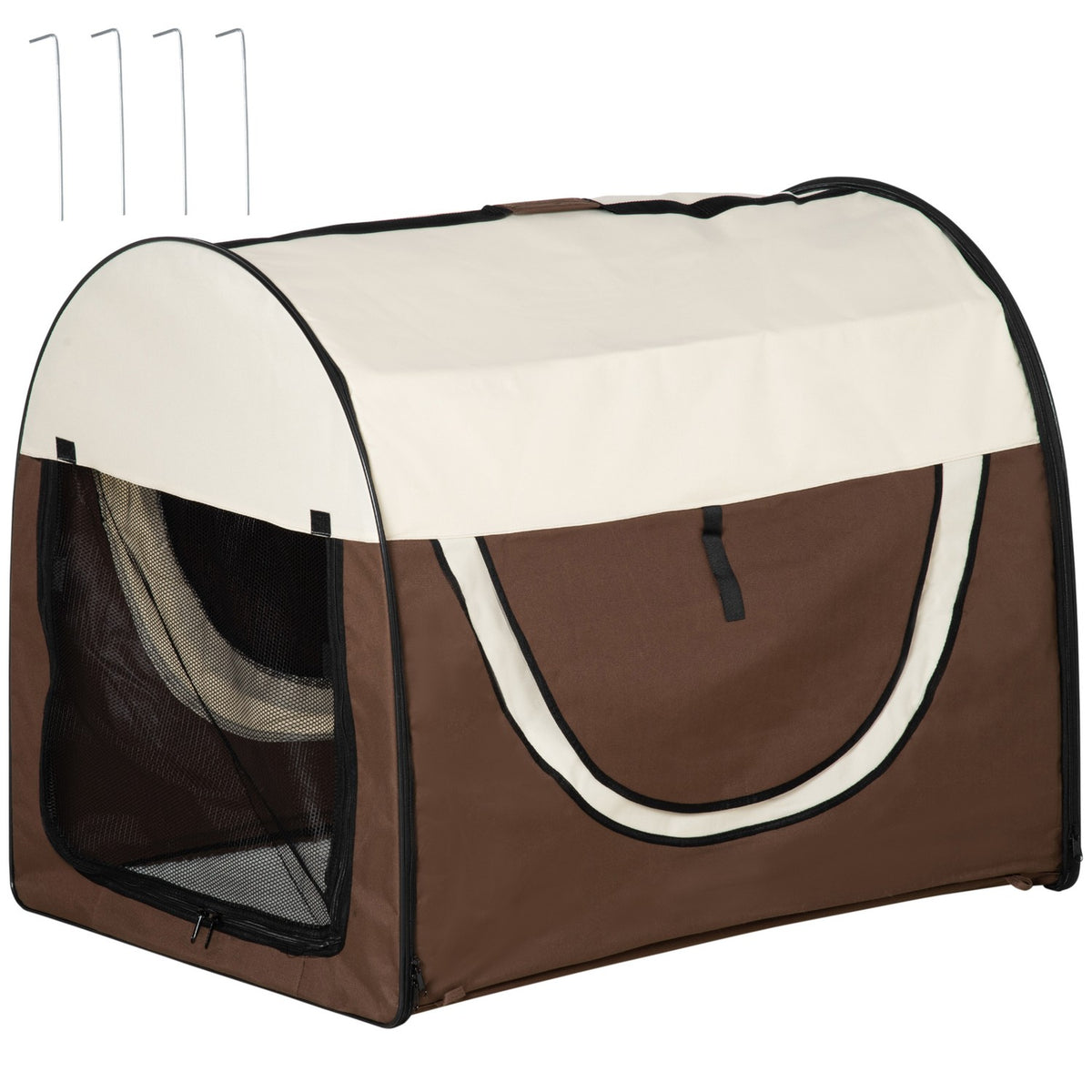 Dog Crate Transport Box Foldable Dog Transport Box Pet Backpack With Cushion Waterproof Oxford Fabric Coffee 97 X 71 X 76 Cm