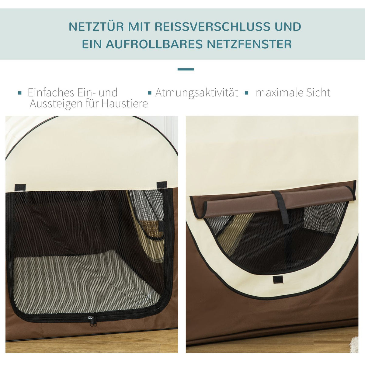 Dog Crate Transport Box Foldable Dog Transport Box Pet Backpack With Cushion Waterproof Oxford Fabric Coffee 97 X 71 X 76 Cm