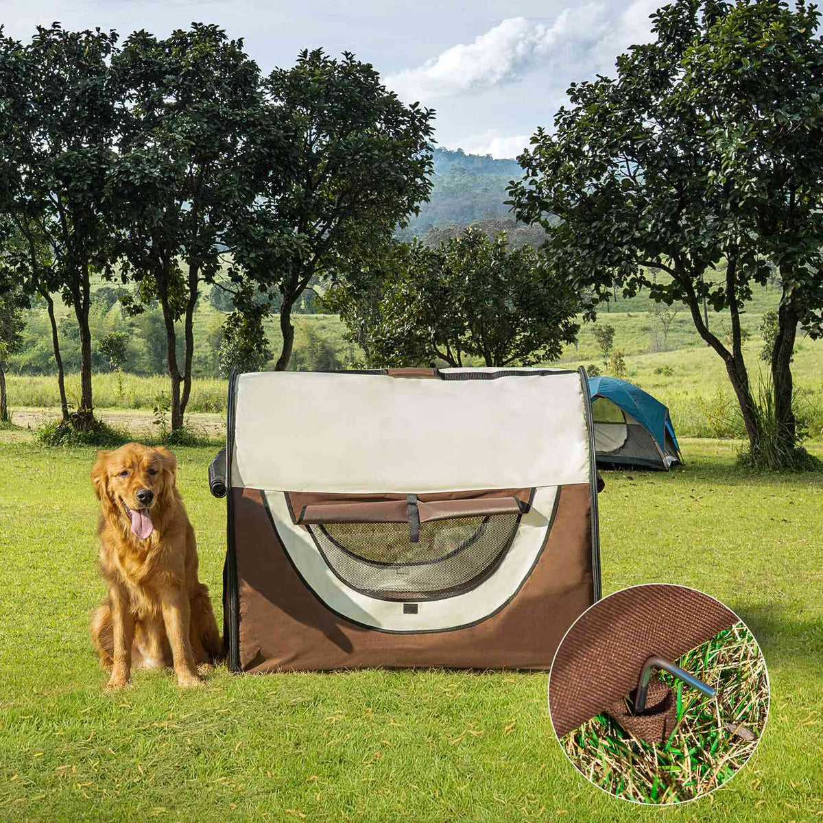 Dog Crate Transport Box Foldable Dog Transport Box Pet Backpack With Cushion Waterproof Oxford Fabric Coffee 97 X 71 X 76 Cm